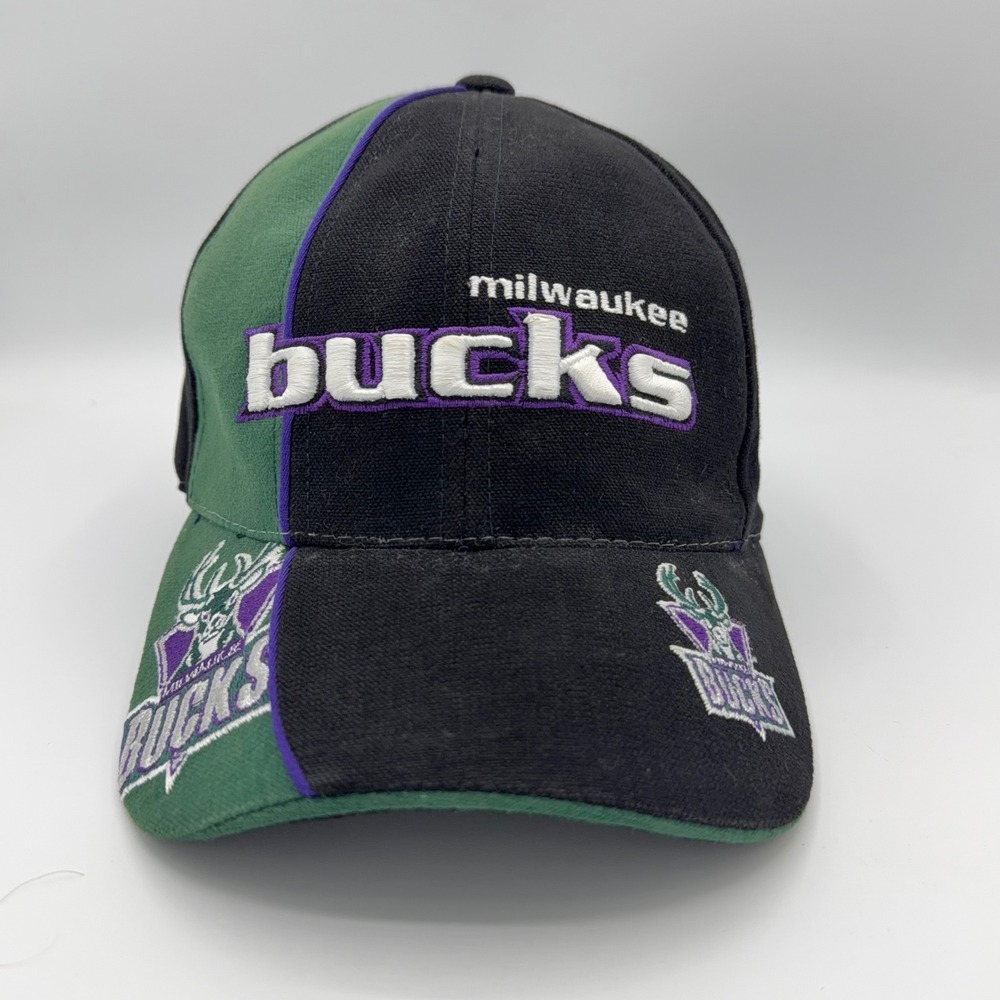 Vintage Reebok Hat Mens OSFA Milwaukee Bucks NBA Basketball Cap Colorblock Retro